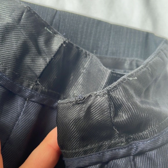 Esprit Tulip-Shaped Skirt With Front Pleats Thin Stripes Navy Blue Grey Size 8 - Picture 15 of 15